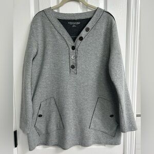 Soft Surroundings Gray Textured V-Neck Tunic Sz M